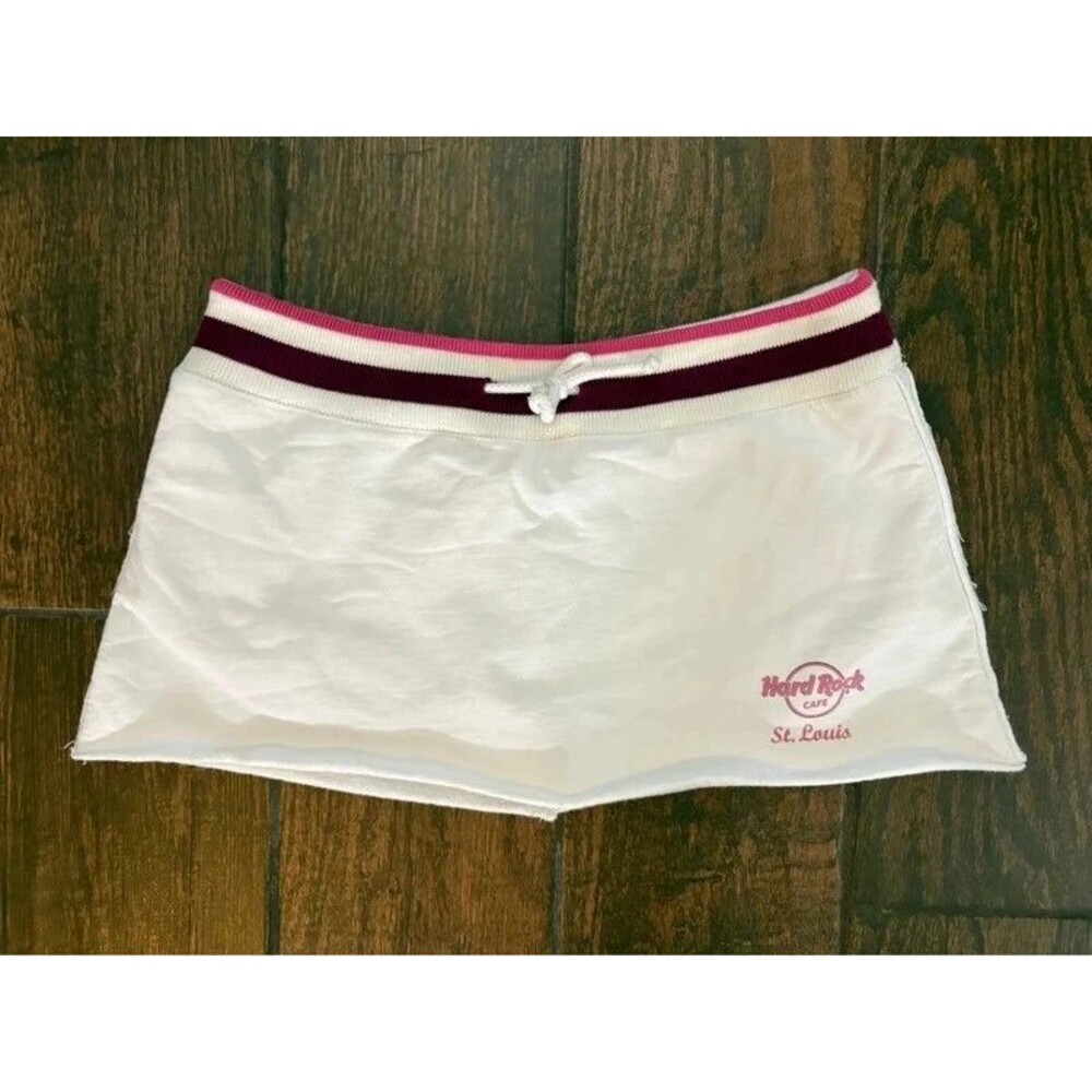 Vintage Y2K Hard Rock Cafe St Louis Mini Skirt Skort White Pink Small